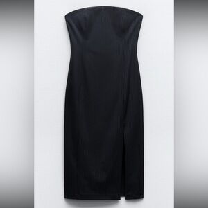 Zara Strapless Pinstripe Dress